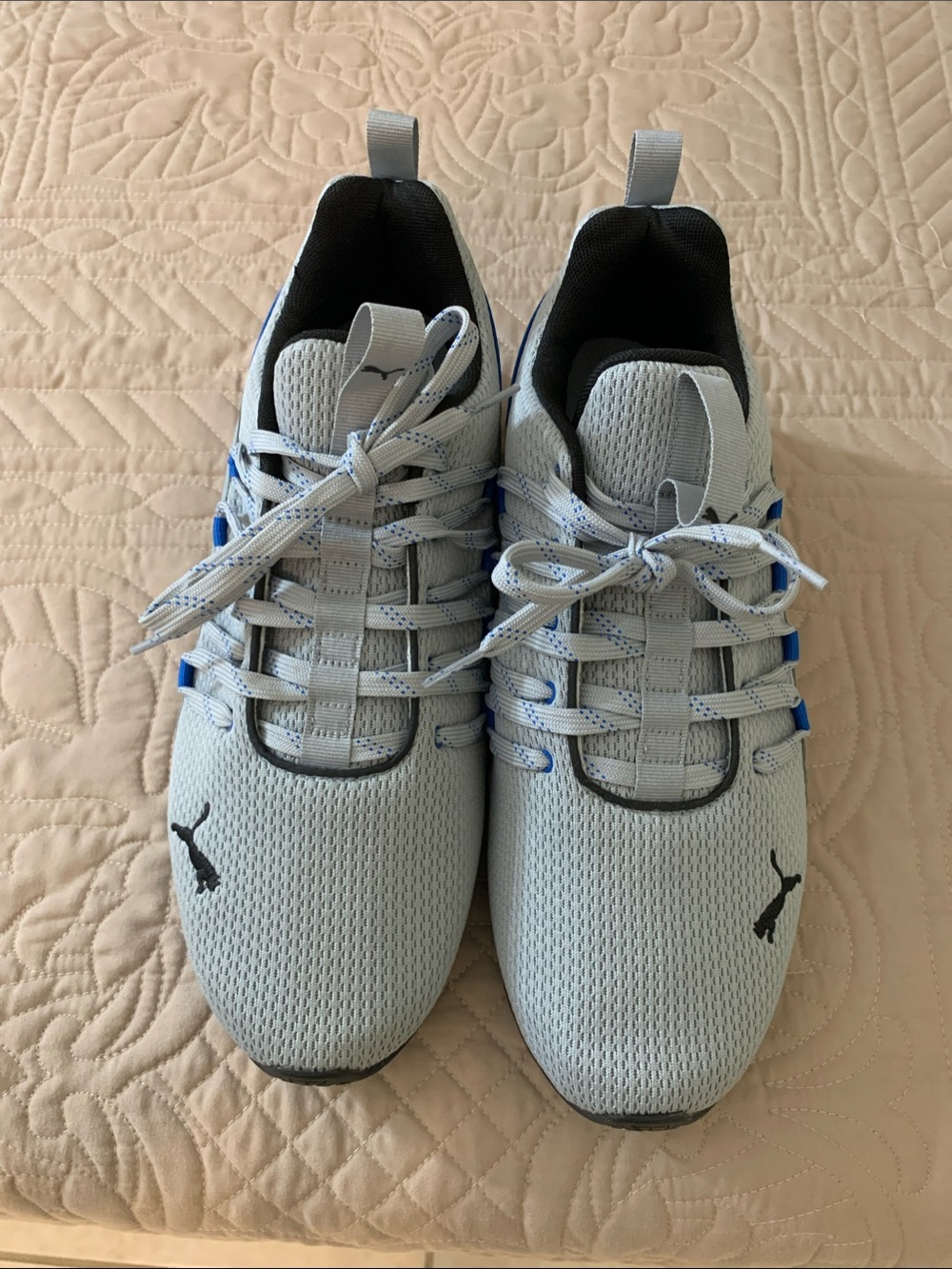 Puma Soft Foam Optical Comfort Men’s White and Blue Knit Lace-Up Sneakers
